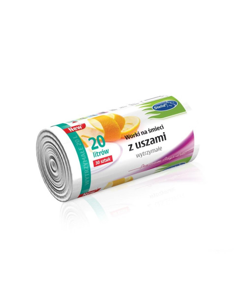 Pungi pentru gunoi cu mînere, 20 L, 30 buc, albe, Stella Pack